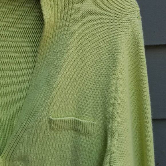 Pendleton Lime Green Cotton Cardigan with pockets size Large - Picture 7 of 8